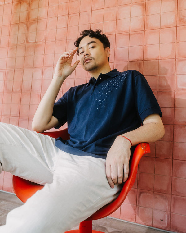 Atauro Grains Polo in Navy
