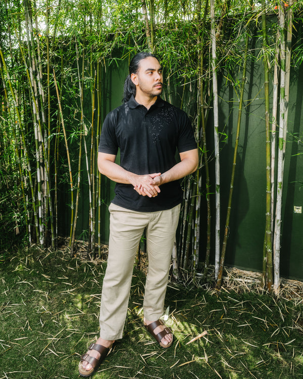 Atauro Grains Polo in Black